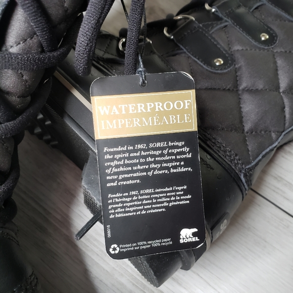 Sorel Tofino Boots Calf NEW Womens Black Fur Topped Duck Rubber Boots 8 Designer - Picture 5 of 11